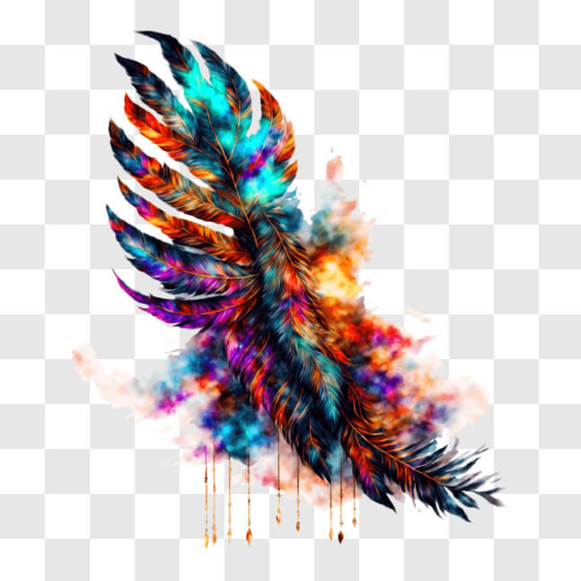 Download Vibrant and Decorative Colorful Feather Art Piece PNG Online ...