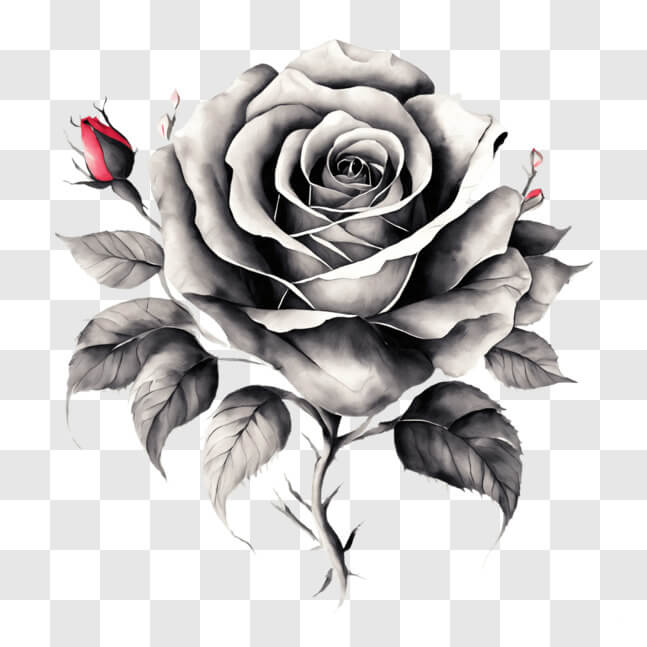 Download Abstract Rose Drawing in Black and White PNG Online - Creative ...