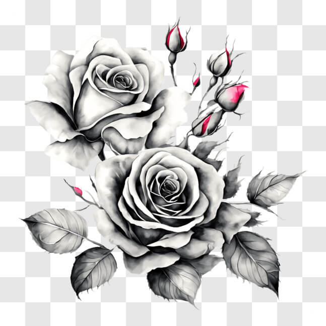 Download Abstract Black and White Roses in Heart Shapes PNGs Online ...