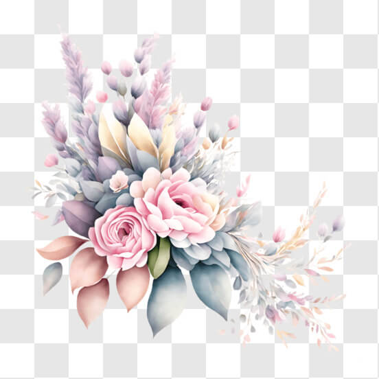 Download Beautiful Bouquet of Flowers in a Vase PNG Online