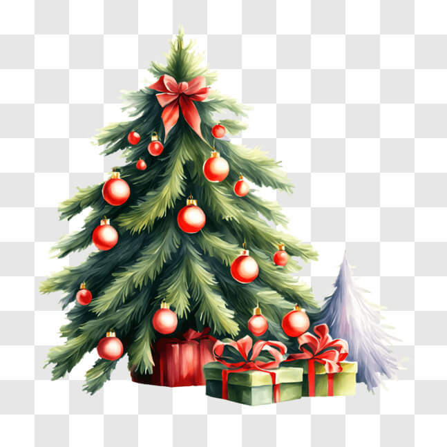 Download Festive Christmas Tree surrounded by Presents PNG Online ...