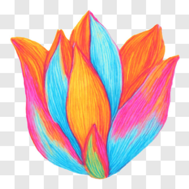 Download Vibrant Flower Artwork with Colored Pencils PNG Online ...