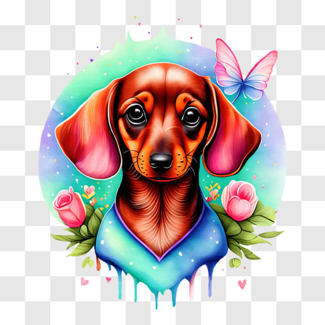 Download Adorable Dachshund Dog in Red Sweater with Flowers and ...