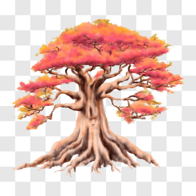 Download Beautiful Bonsai Tree with Reddish-Orange Leaves PNG Online ...
