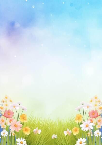 Download Colorful Spring Background with Flowers and Grasses ...