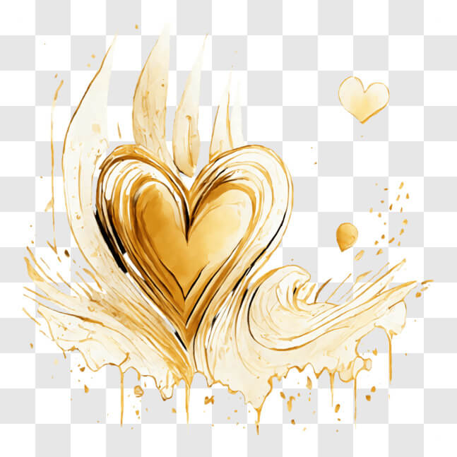 Download Abstract Gold Heart Painting on Black Background PNGs Online ...
