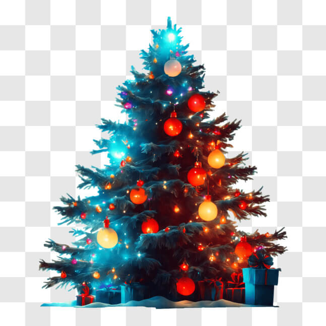 Download Festive Christmas Tree with Colorful Decorations PNG Online ...