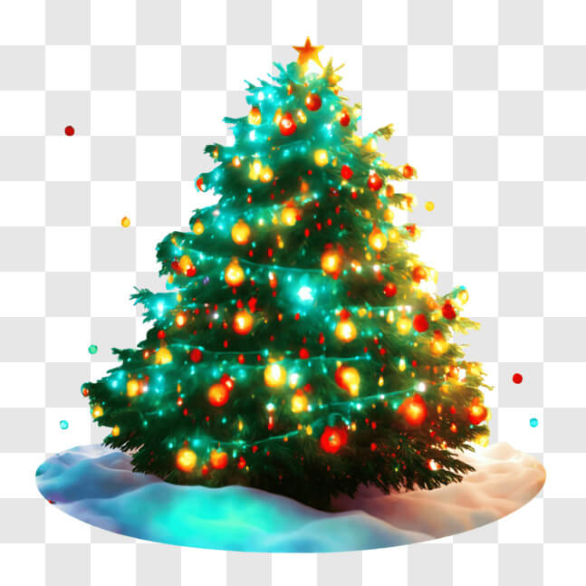 Download Festive Christmas Tree in the Snow PNG Online - Creative Fabrica