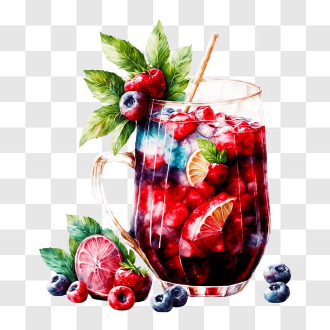 Download Refreshing Glass of Red Sangria with Fresh Fruit PNG Online ...