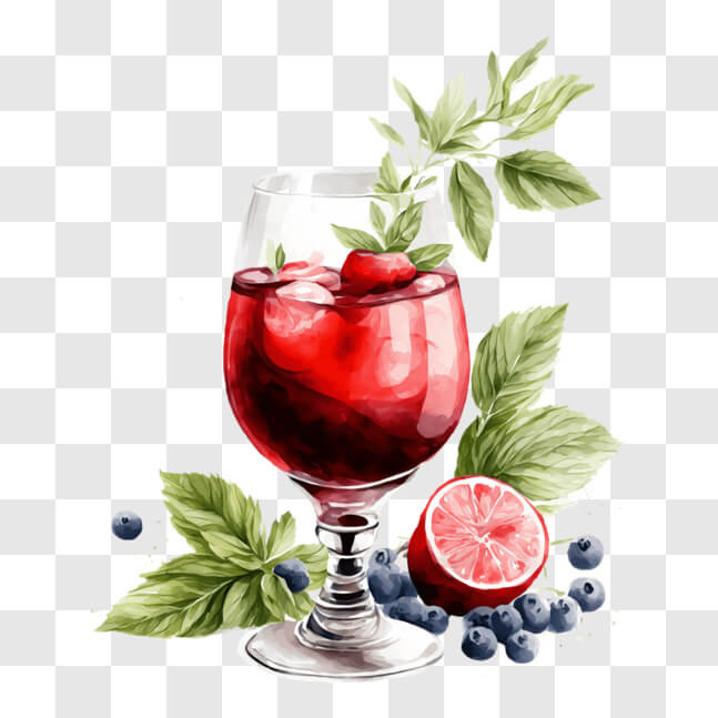 Download Refreshing Glass of Red Wine with Fresh Fruits and Mint Leaves ...