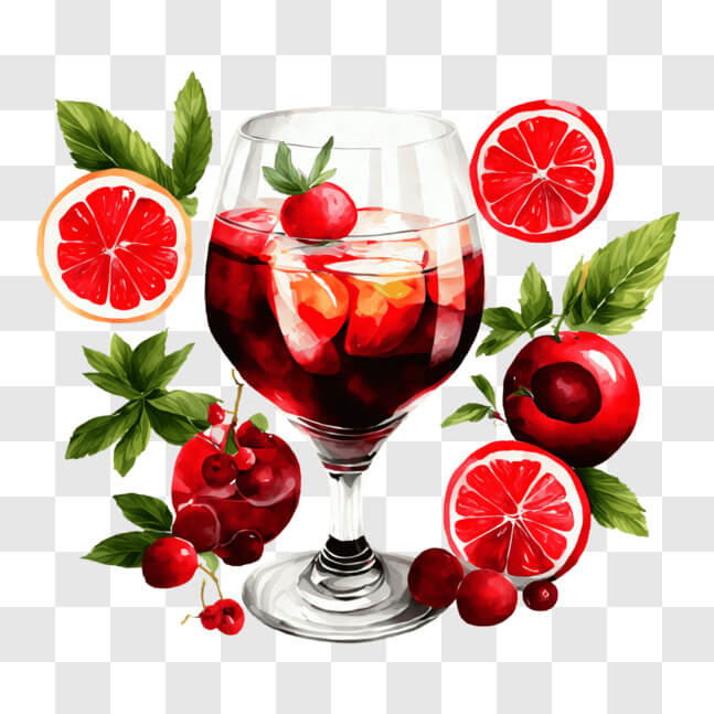 Download Delicious Red Wine with Fresh Fruits PNG Online - Creative Fabrica