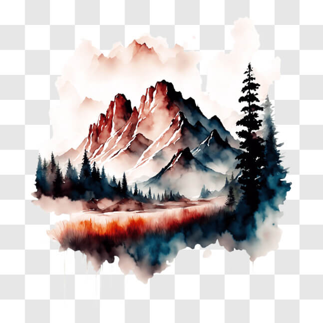Download Stunning Watercolor Landscape Painting PNG Online - Creative ...