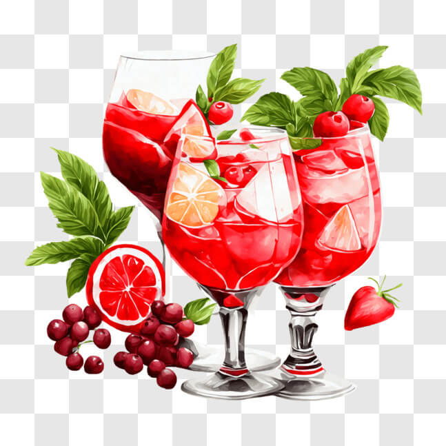 Download Refreshing Wine Cocktails with Fresh Fruits and Garnishes PNG ...