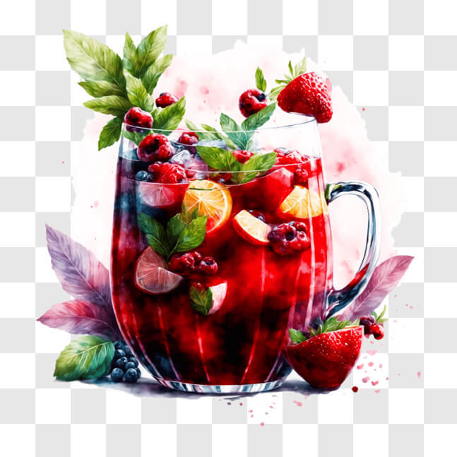 Download Delicious Red Sangria with Fresh Fruit and Greens PNG Online ...