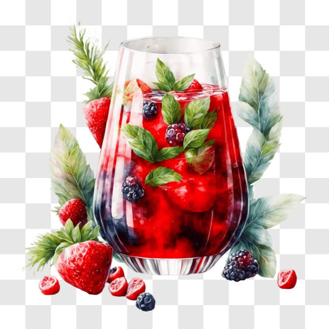 Download Delicious Fruit Cocktail in Elegant Glass Cup PNG Online ...