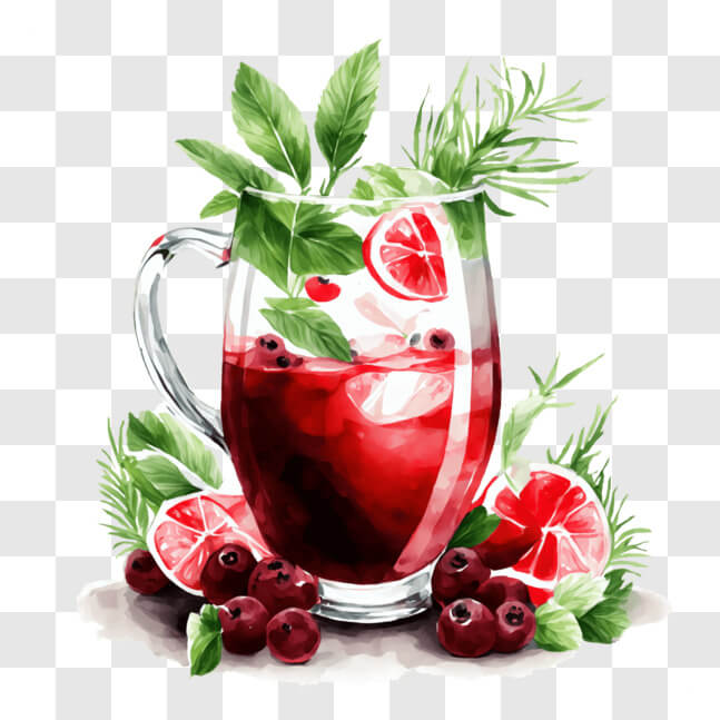 Download Refreshing Glass of Red Wine with Fresh Fruits PNG Online ...