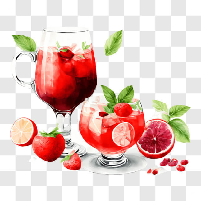 Download Delicious Red Sangria with Fresh Berries and Oranges PNG ...