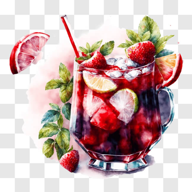 Download Delicious Strawberry Lemonade with Fruit Garnish PNG Online ...
