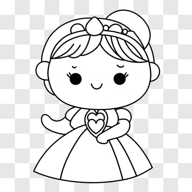 Download Fun and Easy Coloring Page for Kids: Girl Holding Heart PNG ...