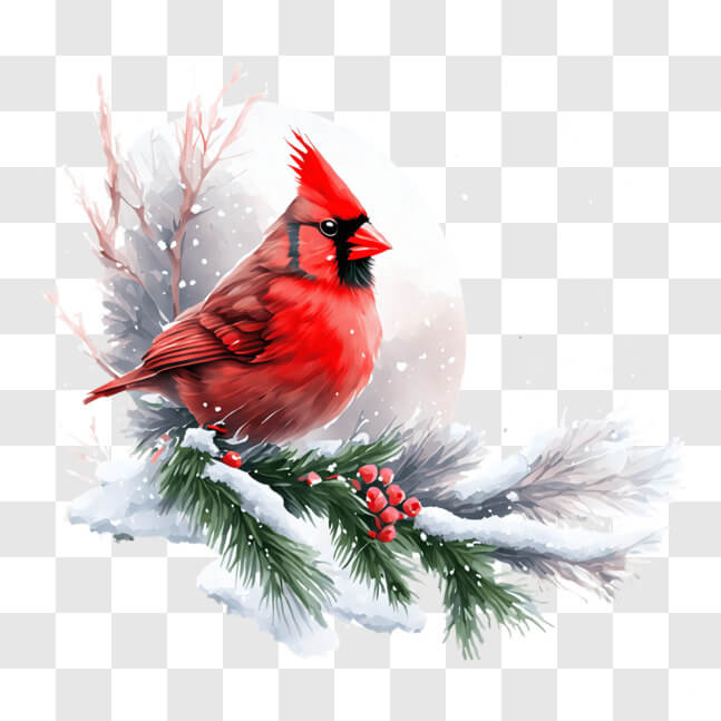 Download Red Cardinal in Winter Wonderland PNGs Online - Creative Fabrica