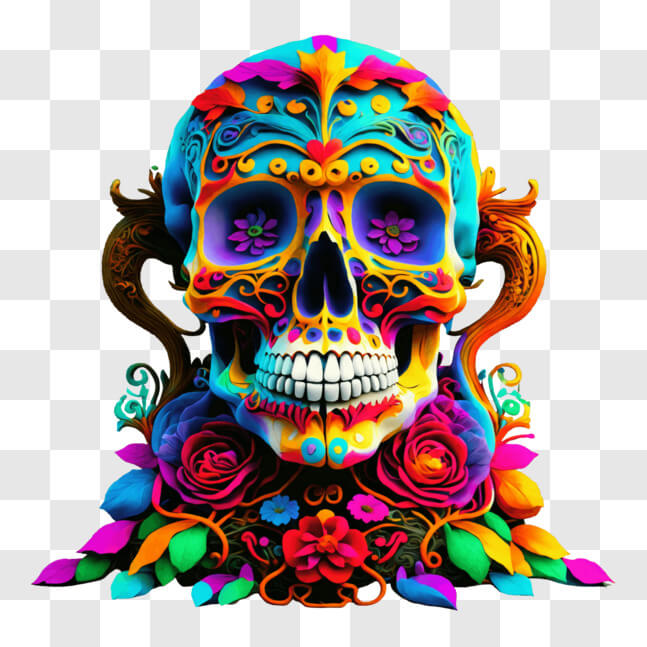 Download Colorful Sugar Skull for Dia de los Muertos PNGs Online ...