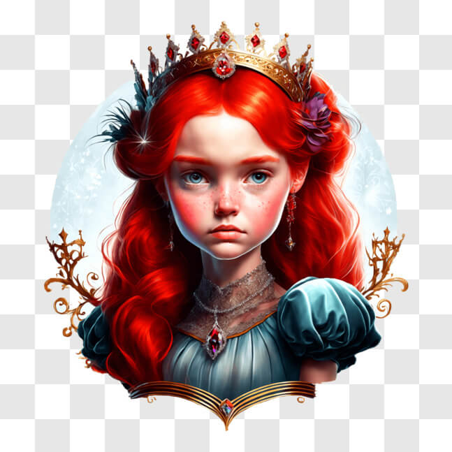 Download Young girl with red hair and an elaborate crown PNGs Online ...