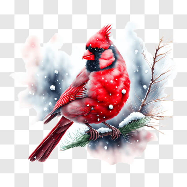 Download Red Cardinal Bird on Snow-Covered Branches PNGs Online ...