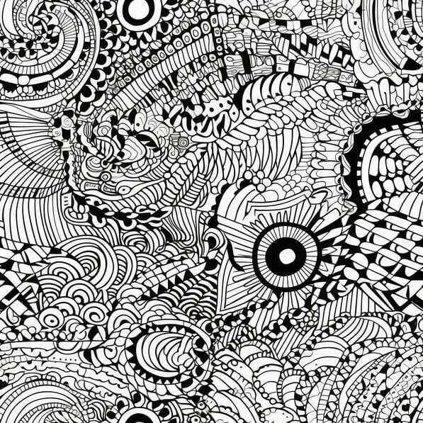 Download Black and White Doodle Pattern Adult Coloring Page Patterns ...