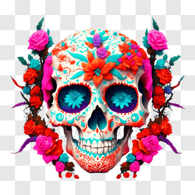 Download Dia de los Muertos (Day of the Dead) Sugar Skull with Colorful ...