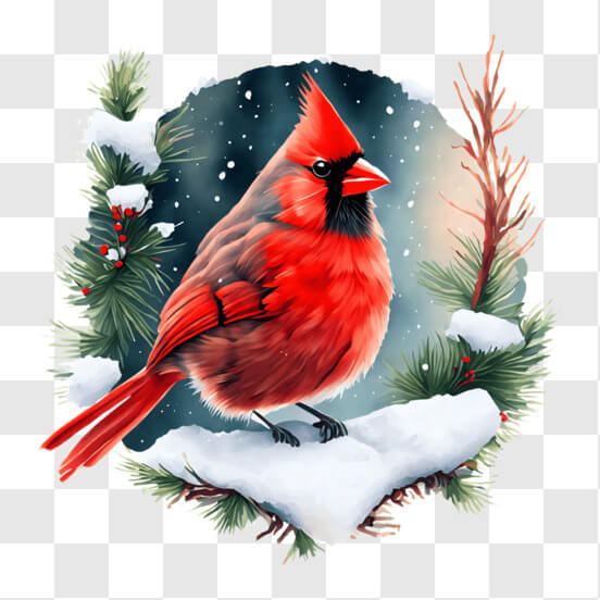 Download Red and Gray Cardinal Bird in Snowy Winter Scene PNGs Online ...
