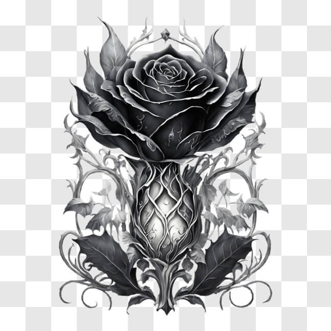 Download Gothic Black Rose Wall Art with Ornate Floral Design PNGs ...