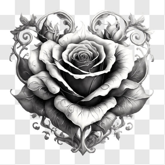 Download Intricate Black and White Rose PNGs Online - Creative Fabrica