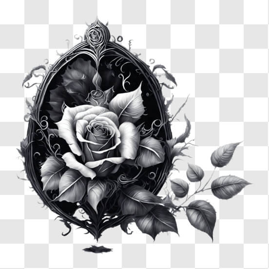 Download Gothic Style Black and White Rose Drawing PNGs Online ...
