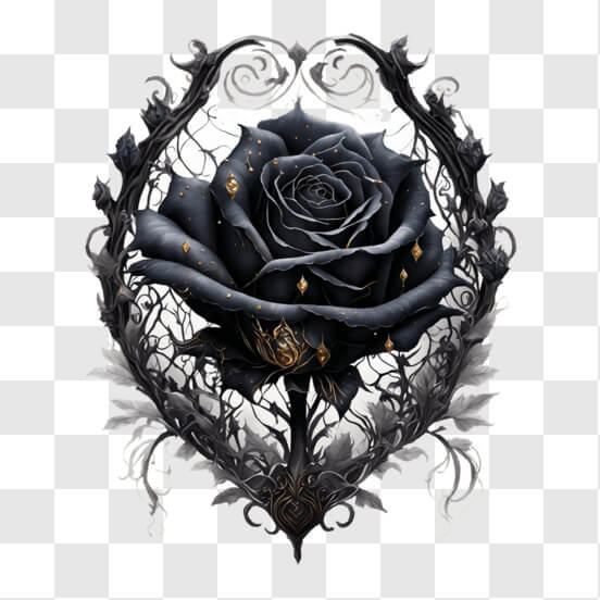 Download Intricate Black and White Rose PNGs Online - Creative Fabrica