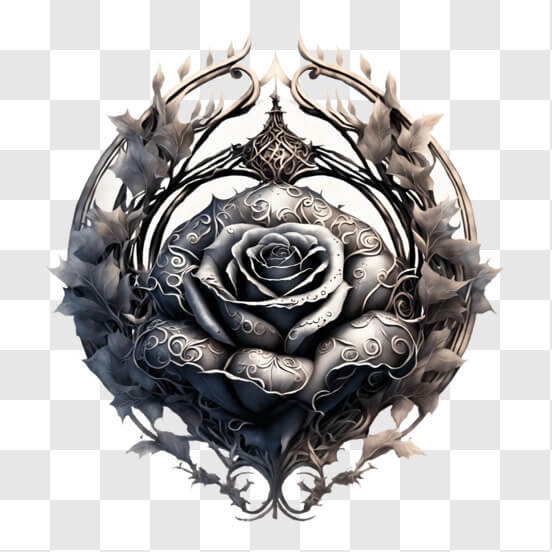 Download Intricate Black and White Rose PNGs Online - Creative Fabrica