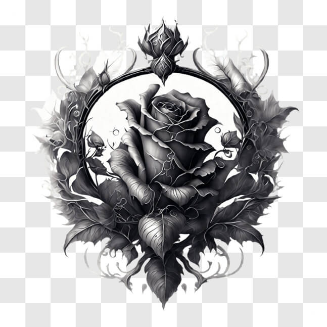 Download Gothic Style Black and White Rose Drawing PNGs Online ...