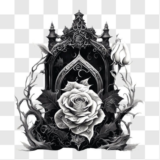 Download Intricate Black and White Rose PNG Online - Creative Fabrica