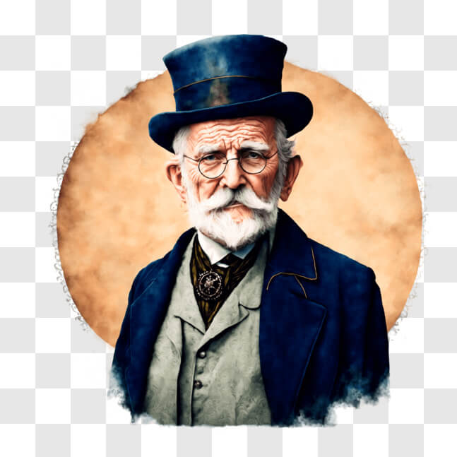 Download Portrait of an Old Man in Top Hat and Blue Suit PNGs Online ...