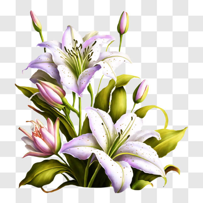 Download Bouquet of White Lilies and Green Leaves on Black Background ...