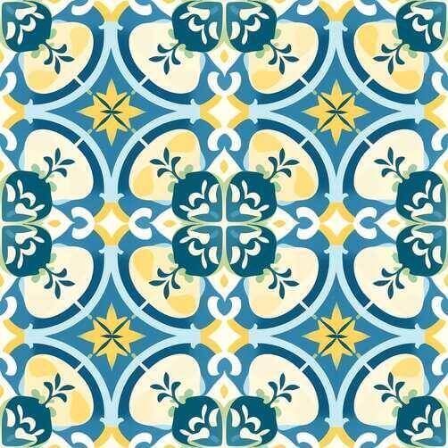 Download Blue and Yellow Floral Tiled Pattern for Decorative Use ...