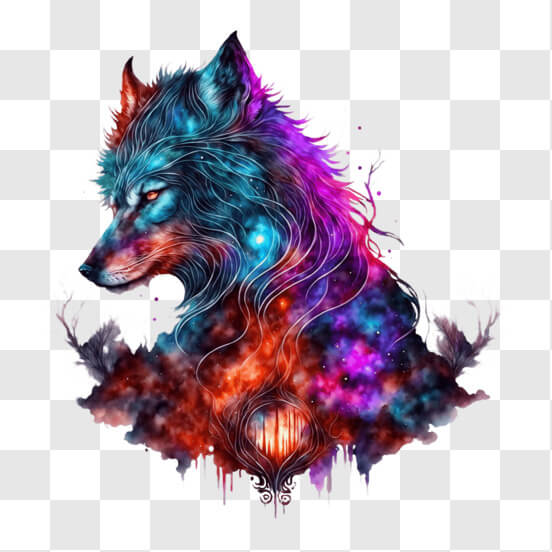 Download Colorful Abstract Wolf Head PNGs Online - Creative Fabrica