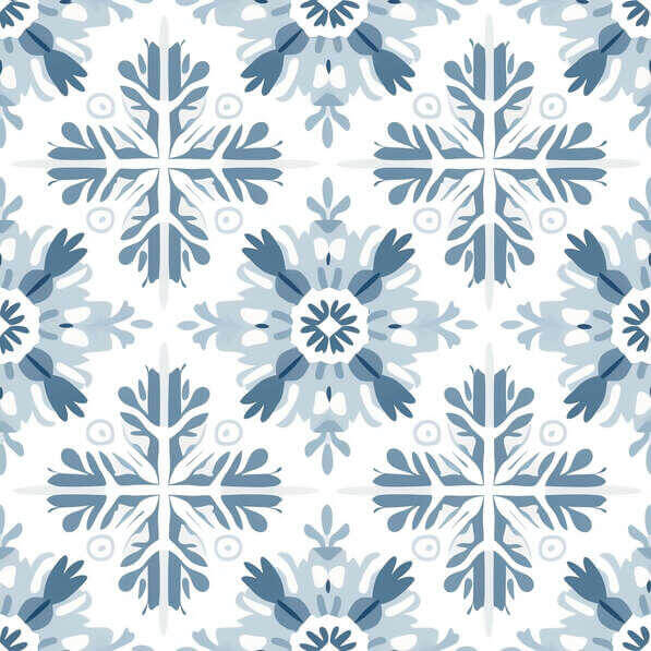 Download Blue and White Tile Pattern with Snowflake-like Designs ...