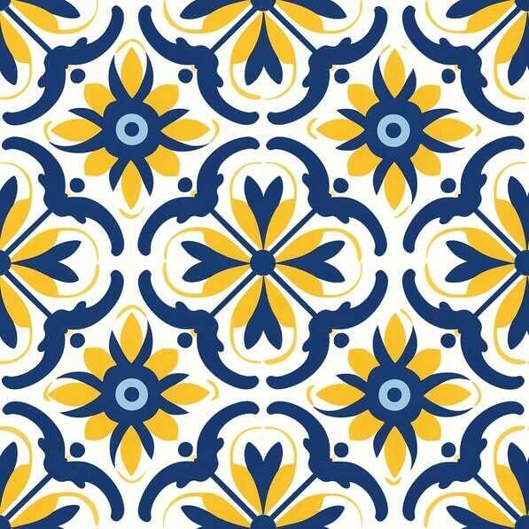 Download Blue and Yellow Flower Seamless Pattern on White Background ...