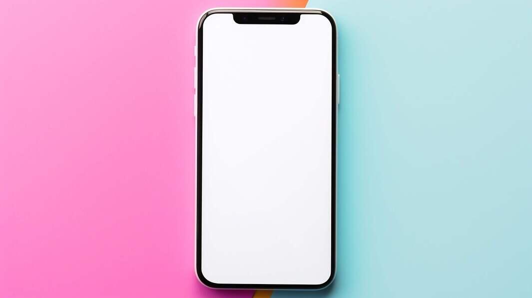 Download White Smartphone on Colorful Background with Blank Screen ...