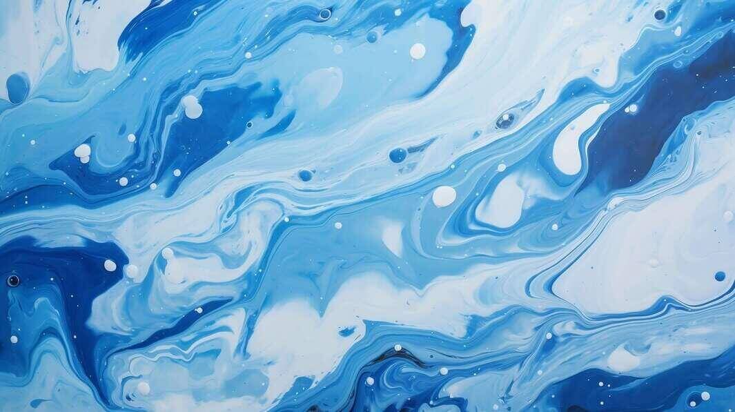 Download Blue and White Abstract Painting with Swirls of Water ...