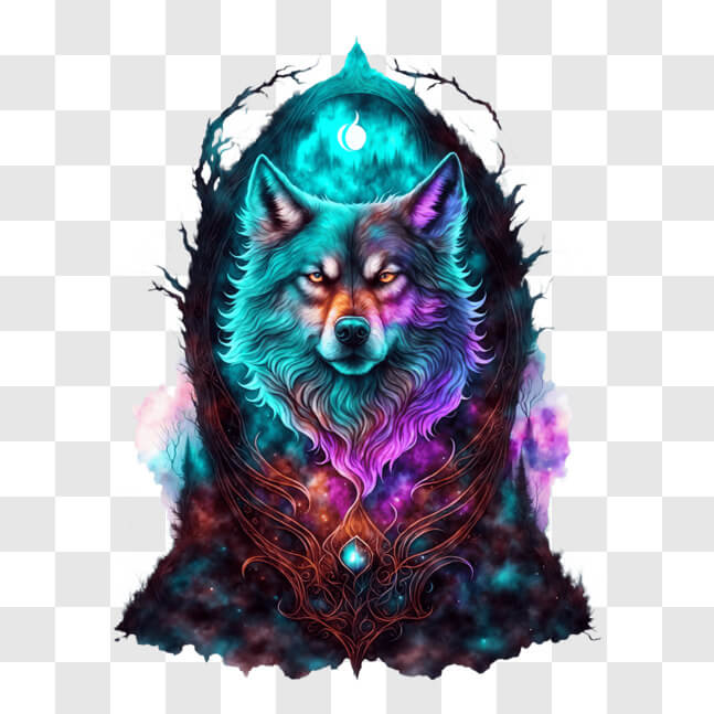 Download Majestic Wolf in Enchanted Forest PNGs Online - Creative Fabrica