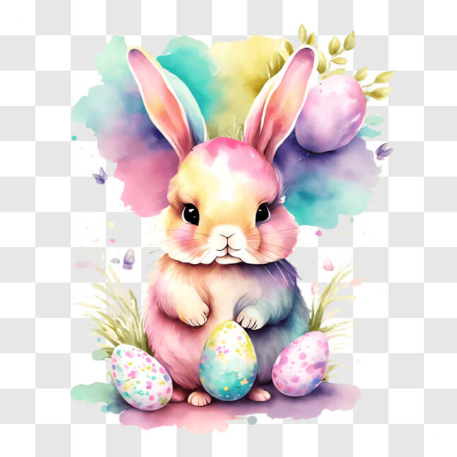 Download Colorful Easter Bunny and Eggs for Festive Celebrations PNG ...