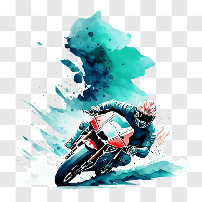 Download Motorcycle Racer Riding through Water with Blue and Green ...
