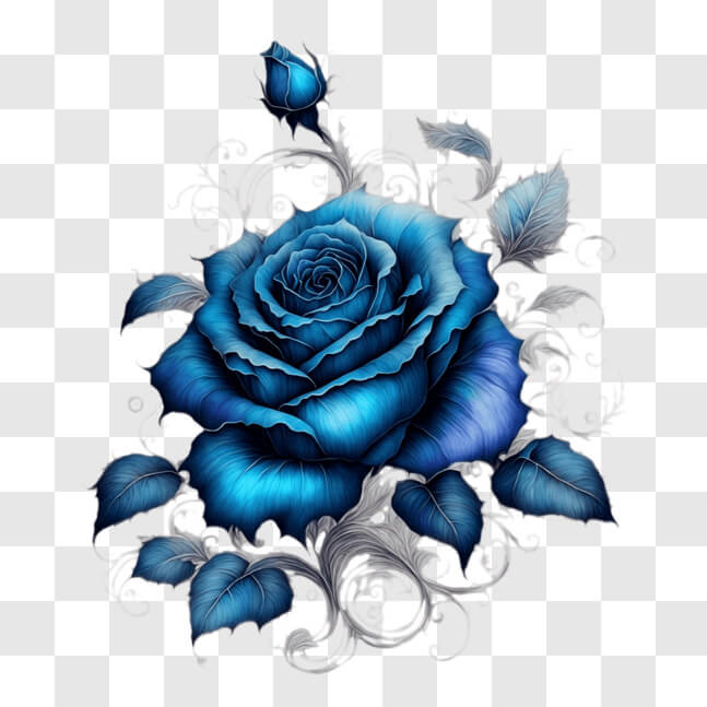Download Elegant Blue Rose Wall Art for Home or Office Decor PNG Online ...