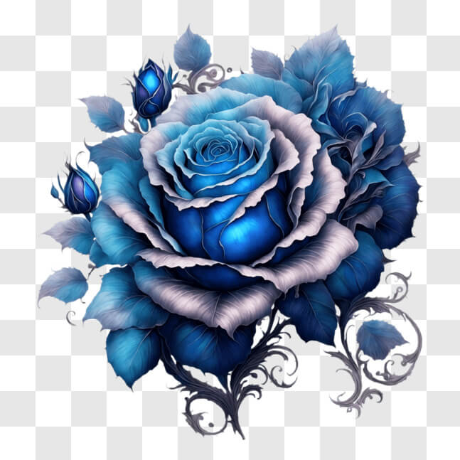 Download Stunning Blue Rose Artwork for Home or Office Decor PNG Online ...